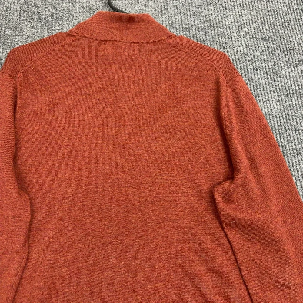 Banana Republic Sweater Mens L Orange‎ Merino Wool Quarter Zip Baruffa Casual